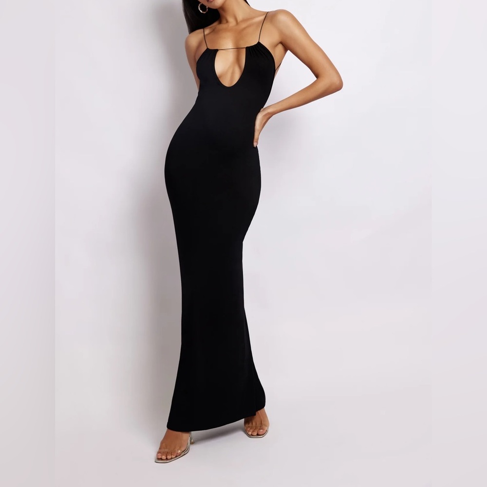 Meshki Black Maxi Dress with Cutout Bodice